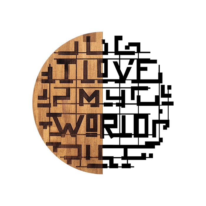 Wallity i Love My World - 330 Escultura de pared Negro y Nogal